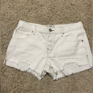 Free People white denim shorts